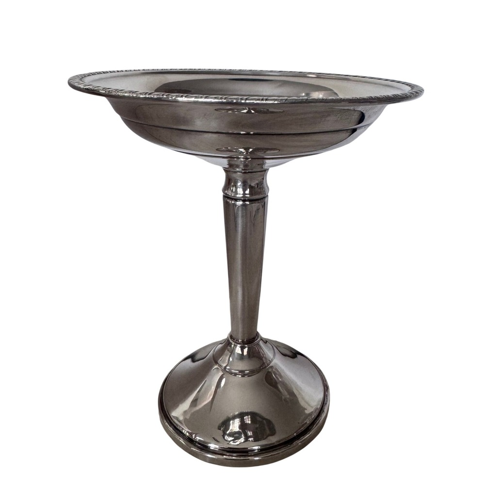 Crown Sterling Silver Weighted Compote Pedestal Dish Vintage Gadroon Rim 5in